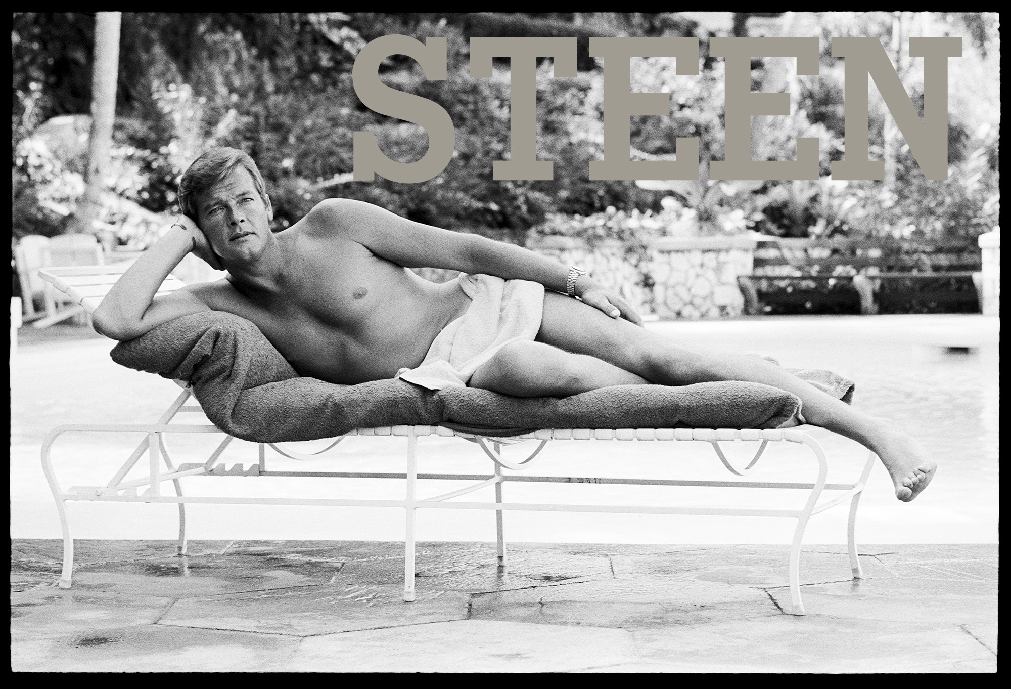 an exclusive limited edition black and white photograph of 007 Roger Moore by british photographer david steen