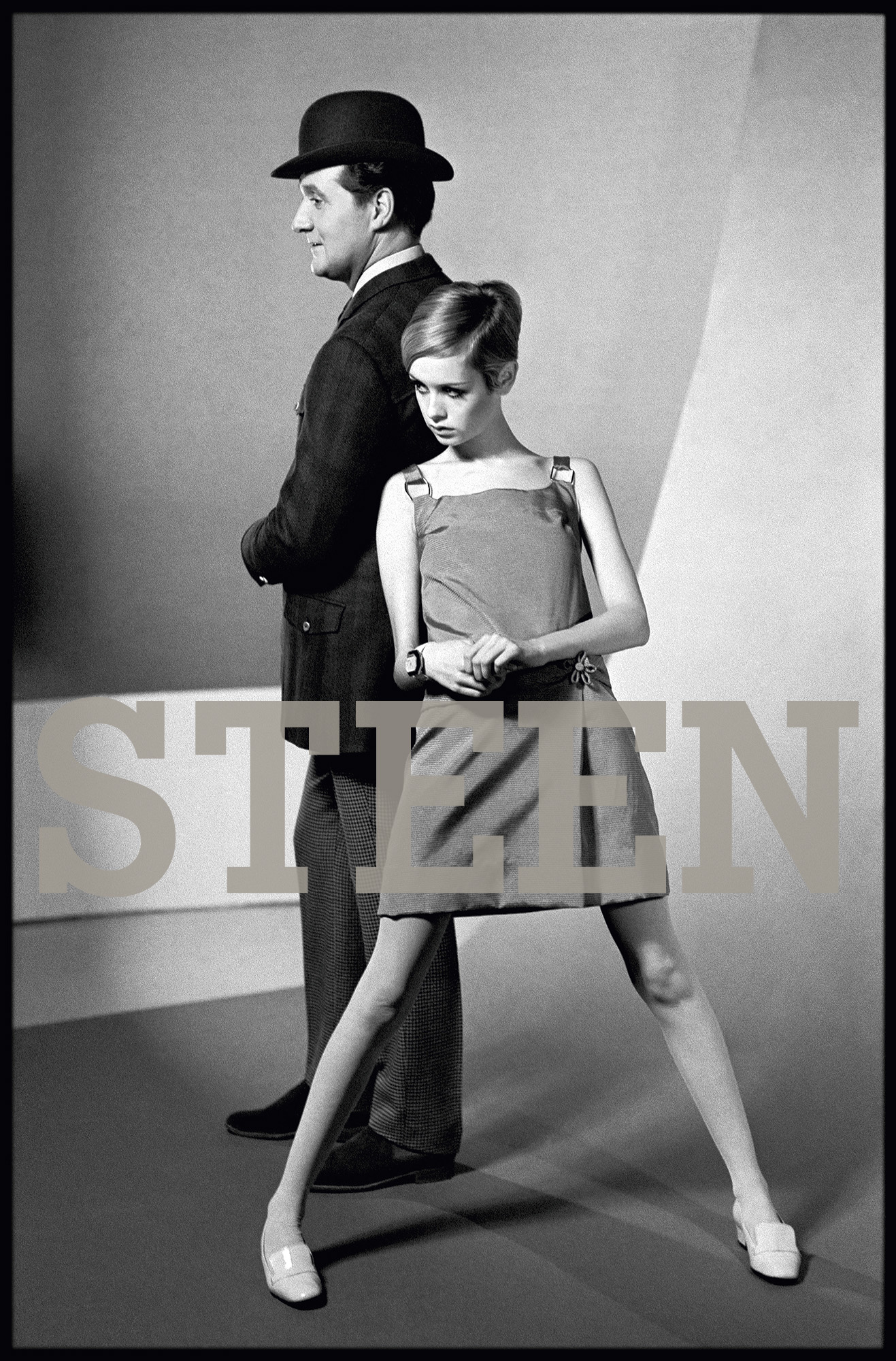 exclusive limited edition photograph of the swinging sixties fashion model twiggy with The Avengers actor patrick macnee as John Steed by british photographer david steen