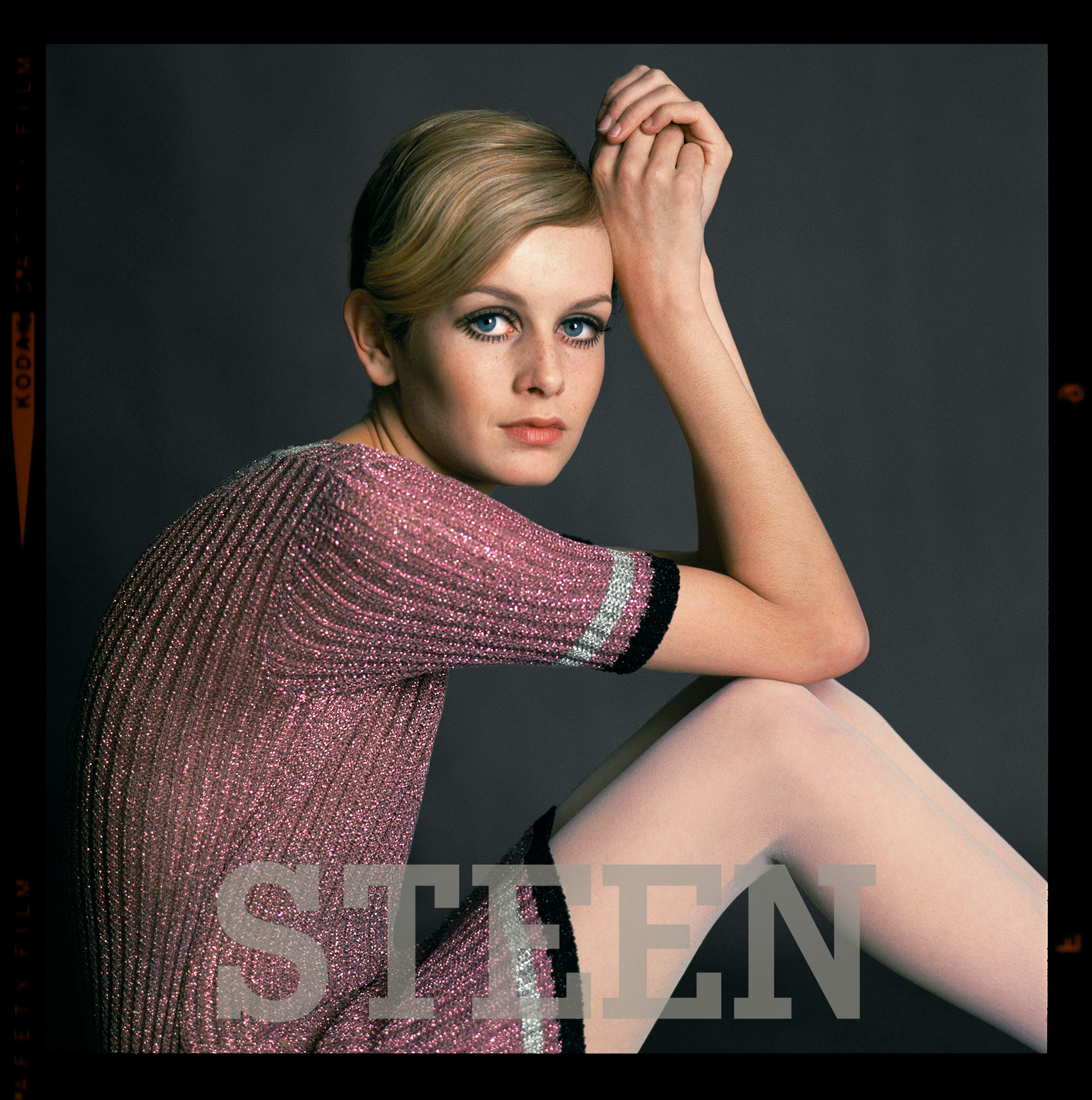 a studio portrait of the sixties fashion icon twiggy by british celebrity photographer david steen